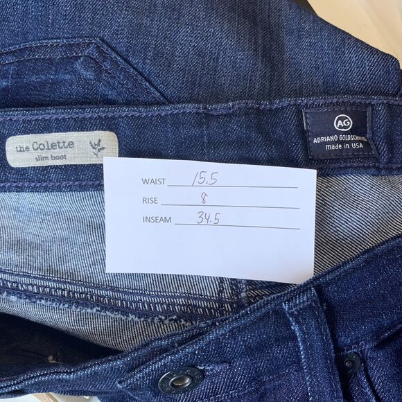 AG Adriano Goldschmied The Colette Slim Boot Jeans Womens 29R Dark Wash Mid Rise - Picture 2 of 8